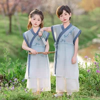 Детская летняя одежда Hanfu, новый стиль, древний костюм в китайском стиле, одежда для выступлений для мальчиков и девочек, древний стиль Hanfu, оптовая продажа
