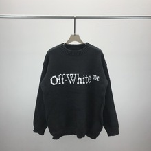 欧美休闲男女秋冬新款OF圆领毛衣长袖 胸前logo提花 平替跨境欧货