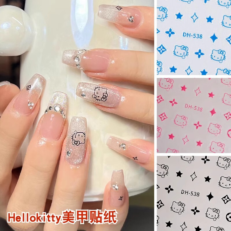 KT Cat Cute Cartoon Nail Stickers Internet Celebrating Hot Pink Blue Hello Kitty Cat Nail Stickers Decoration KT Cat Cute Cartoon Nail Stickers Internet Celebrating Hot Pink Blue Hello Kitty Cat Nail Stickers Decoration