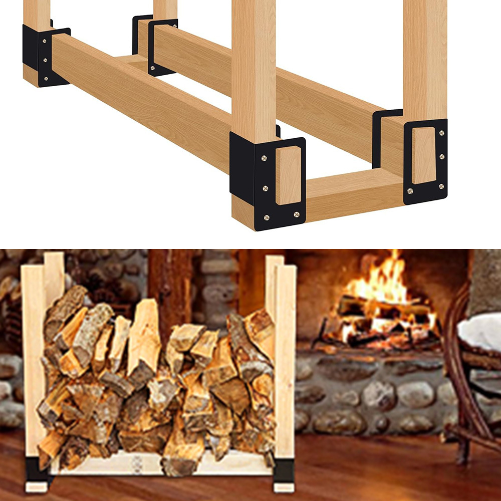 Soporte de almacenamiento para leña ajustable para chimenea en interiores y exteriores image 3