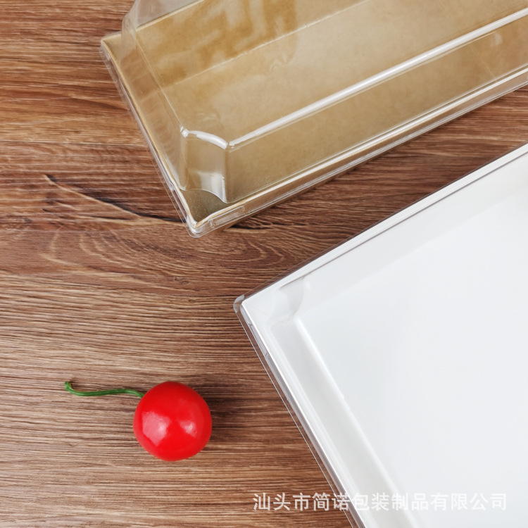Baking nieve belleza sandwich caja de embalaje desechable papel Tapa Rectangular caja de plástico de papel