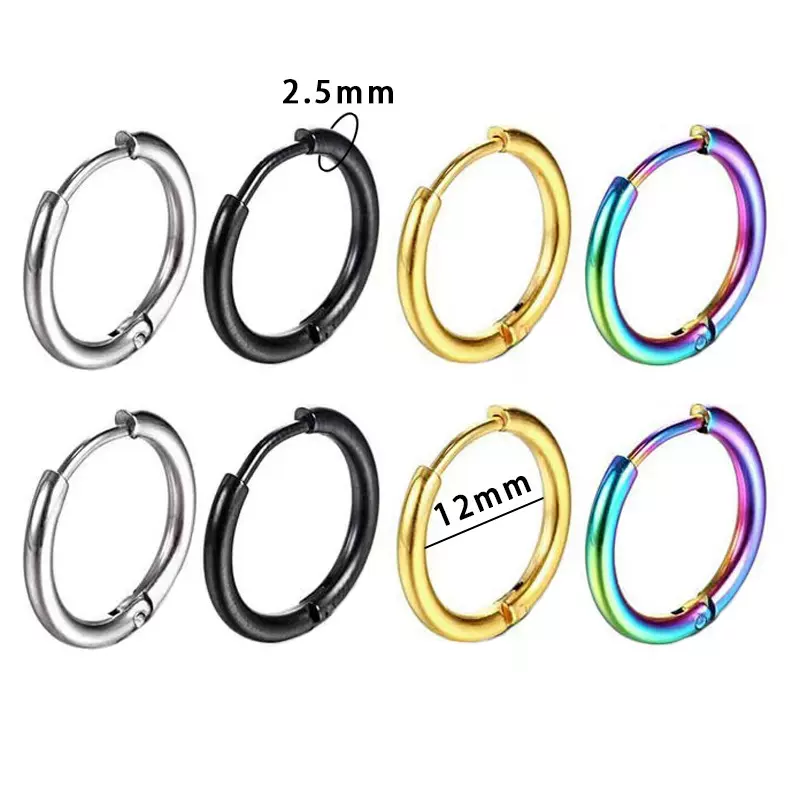 韩版不锈钢耳圈耳扣简约圆线耳环圆形素圈耳环DIY真空镀耳饰批发