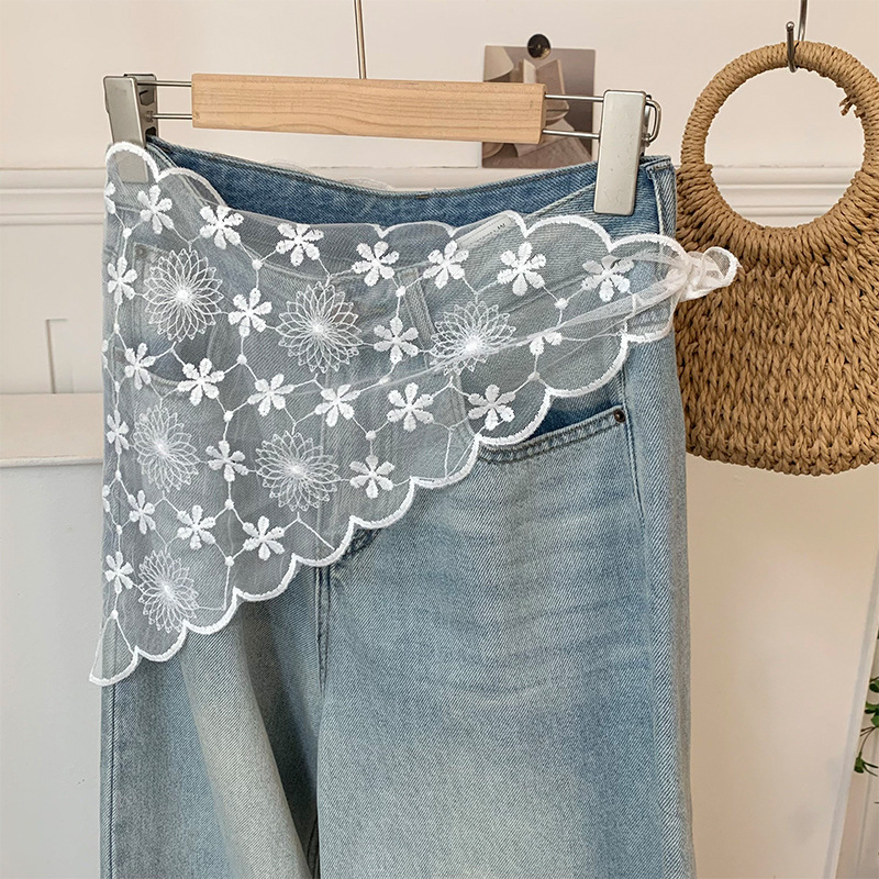 Toalla triangular de encaje francés Cortina de falda con correa de estilo pastoral Protector solar dulce Toalla de cintura de malla transpirable Cortina de pedo Accesorios de doble uso