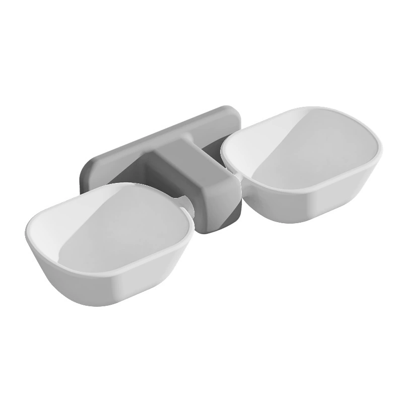 Wall-mounted double pet bowl, anti-tip removable imitation porcelain design, 29×13×7 cm