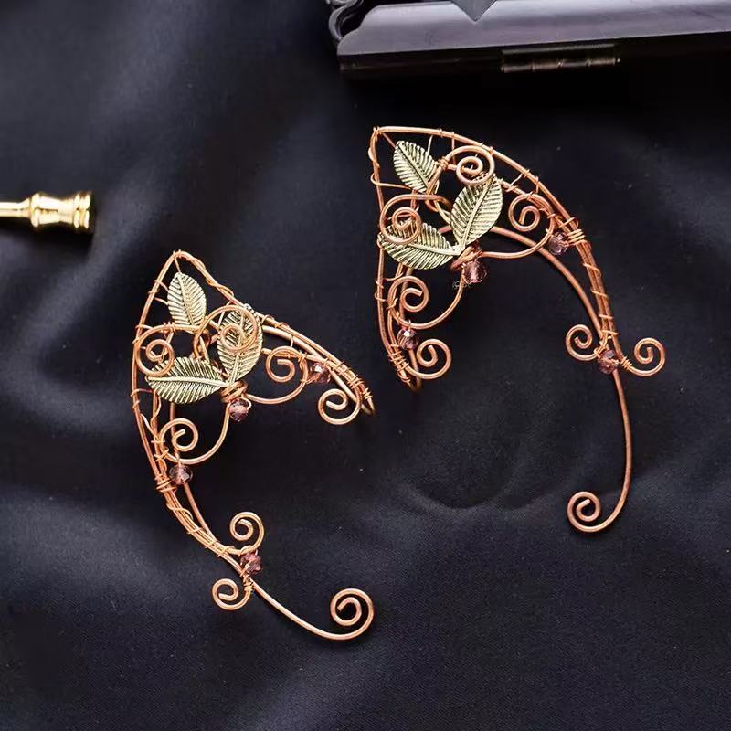 2025 European and American Cross-Border Popular Non-Pierced Ear Clip Elf Earrings Pure Handmade Ear Hooks Amazon Popular Earrings New