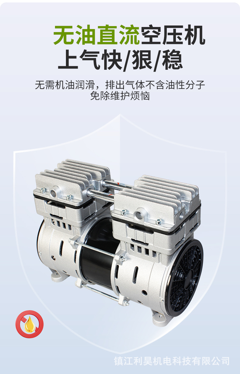 Lihao Electromechanical Dc 24V48V Oil-Free Air Compressor Ol750D Large Flow Booster Inflatable Silent Durable Piston
