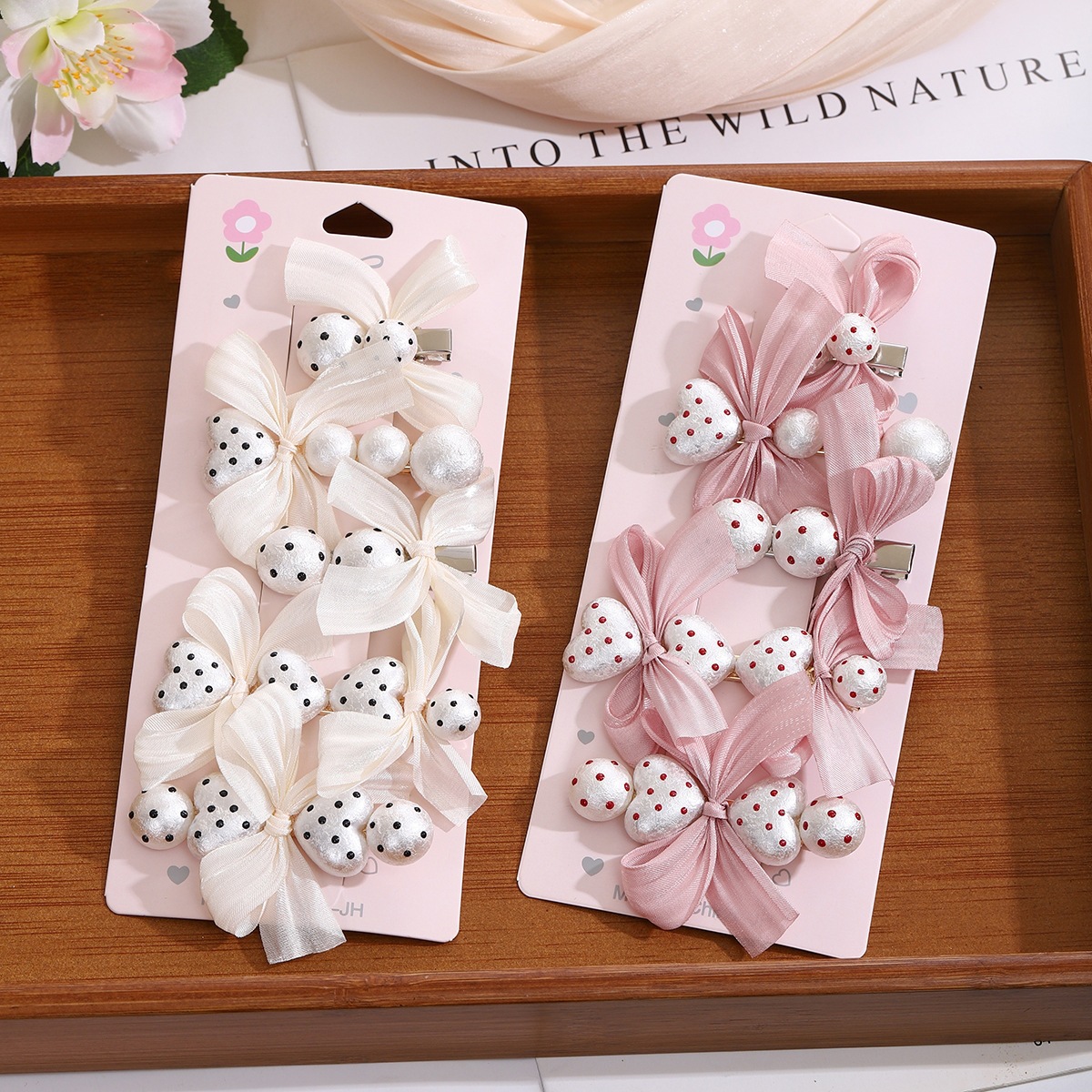 Perla rosa amor onda punto arco clip de cabello para niños clip de cabello frisa clip lateral clip de cabello para niñas joyas para el cabello