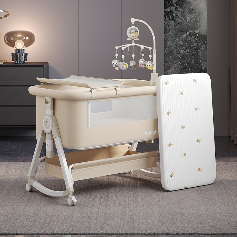 Newborn Spliced ​​Large Bed Crib Removable Cradle Bed Portable Two-In-One Foldableable Multi-Functional Bb Bed