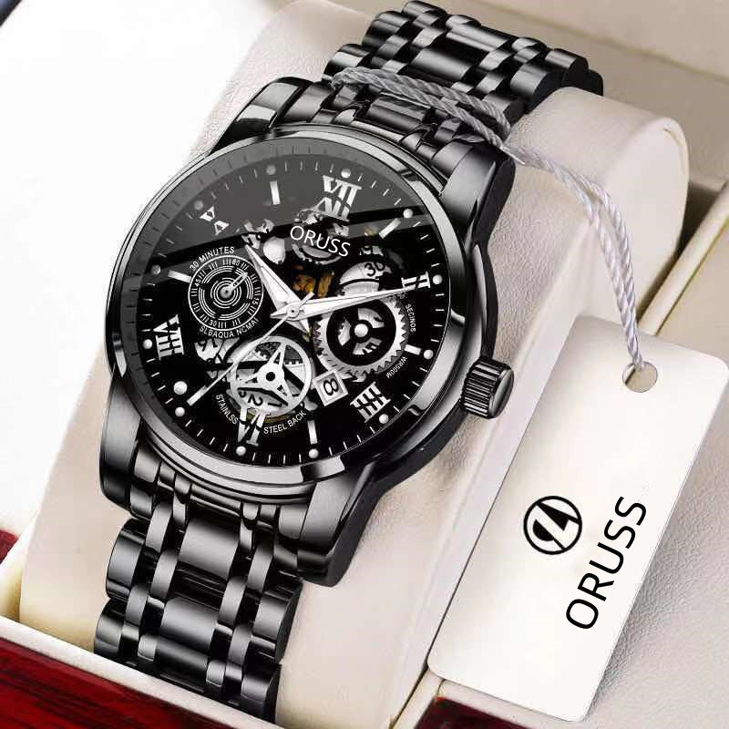 Business Solid Color Single Folding Buckle Quartz Men's Watches display picture 1