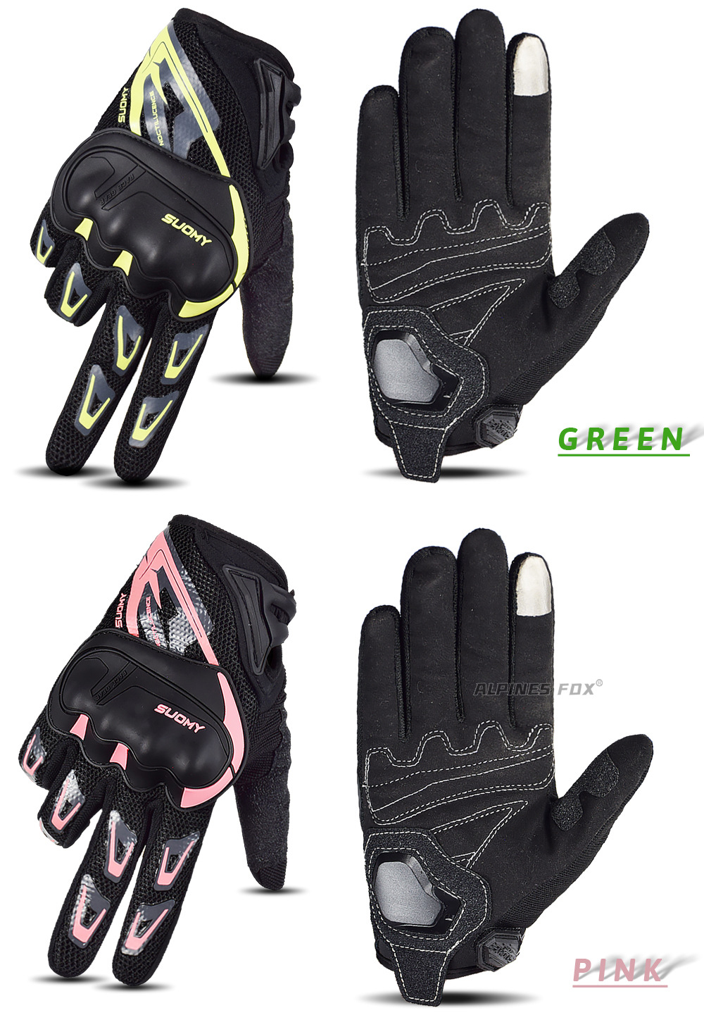 Manufacturer Suomy Motorcycle Touchscreen Gloves, Thin Mesh Breathable, All-Season Motorcycle Racing Anti-Fall Protection Full-Finger Gloves