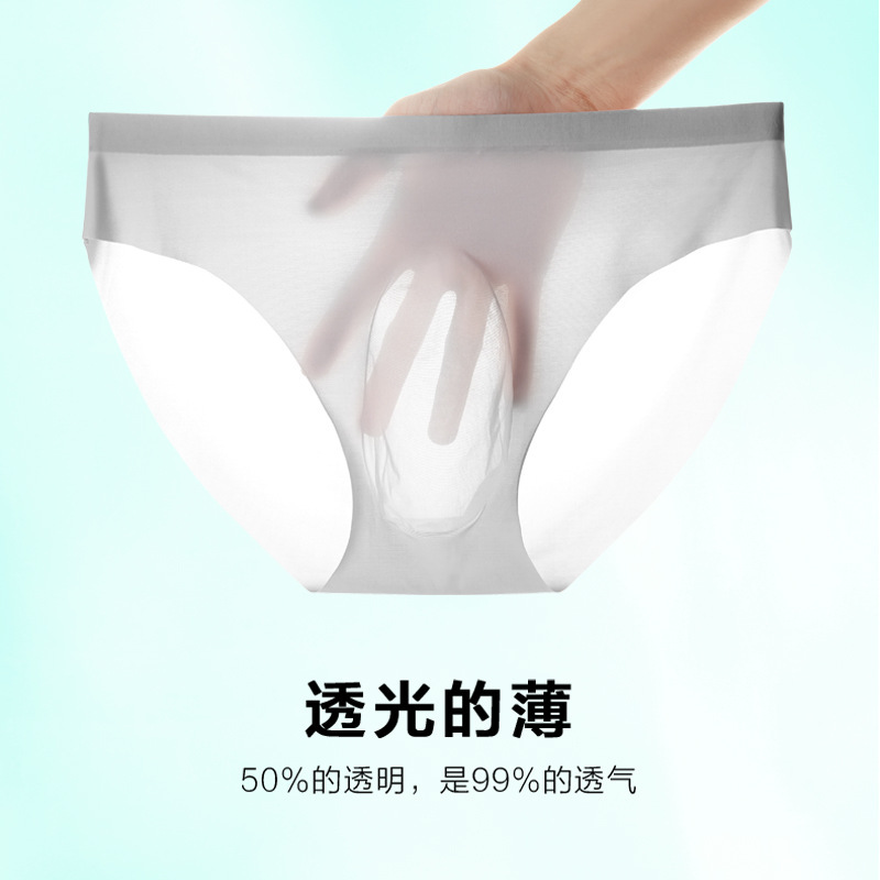 Summer Ice Silk men's underwear nylon 3D die single crotch breathable thin boys sexy briefs wholesale