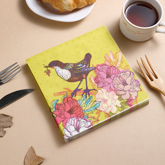 現物の新商品の鳥の花の香りの色のプリントのナプキンのティッシュのレストランの焙煎坊はティッシュの卸売りを適用します。