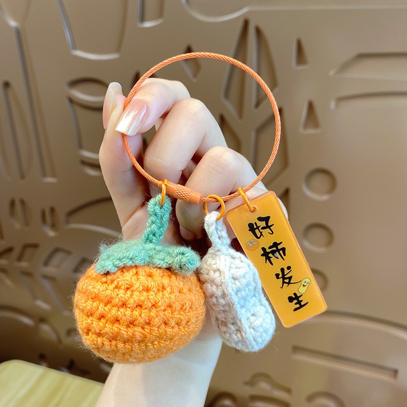 Buenas cosas ocurren en línea tejedido colgante de llaves tejedido bolso de lana colgante adorable exquisito bolso de llaves de mujer