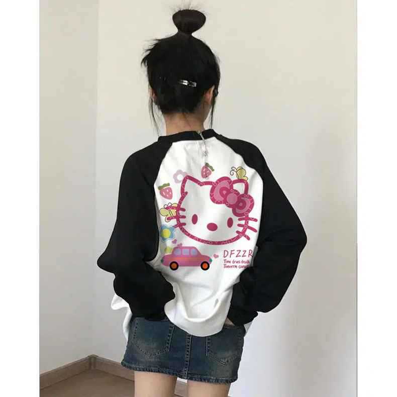 Pure Cotton Contrast Raglan Long-Sleeved T-Shirt for Women Spring & Fall American Heavy European Student Niche Chic Bottoming Shirt Top Pure Cotton Contrast Raglan Long-Sleeved T-Shirt for Women Spring & Fall American Heavy European Student Niche Chic Bottoming Shirt Top