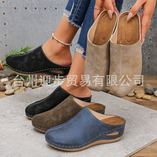 2025新款外贸大码独立站摇线厚底包头轻便外穿拖鞋TEMU一件代发