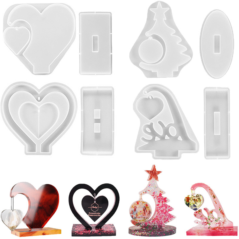 Crystal Glue DIY Heart Love Photo Frame Base Silicone Mold DIY Christmas Tree Hanging Resin Table Wholesale Crystal Glue DIY Heart Love Photo Frame Base Silicone Mold DIY Christmas Tree Hanging Resin Table Wholesale