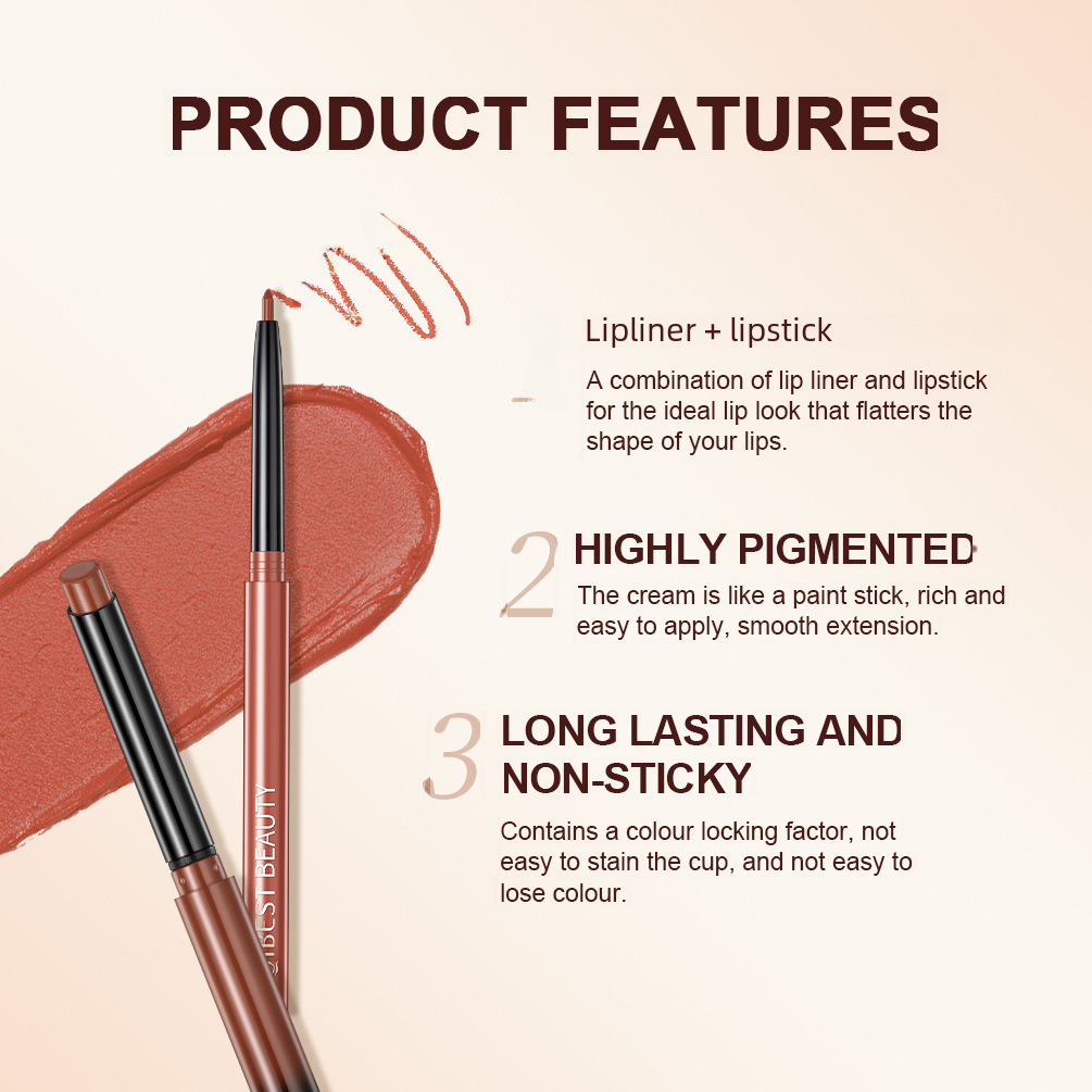 QIBEST lipstick lip pencil matte non-fading non-blooming durable waterproof nude lip pencil set makeup wholesale