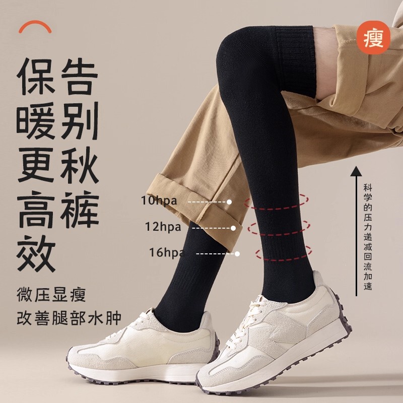 Over-The-Knee Socks for Women in Winter, Thickeneded Velvet and Warm Terry Stockings, Autumn and Winter Men's Knee-Protecting Thigh Socks for Middle-Aged and Elderly People