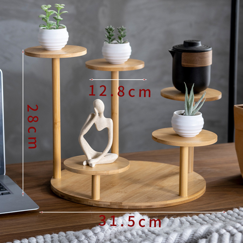 屋内家庭用竹多層リビングルームフラワースタンドデスクトップ装飾小さなフラワースタンドクリエイティブプレート植木鉢スタンド卸売|undefined