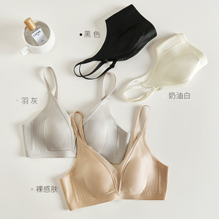 Original New Style Light Luxury Glossy Fabric Ultra-Thin Bra with Soft Support, Rabbit Ear Cups, Seamless Women's Anti-Bump Bra