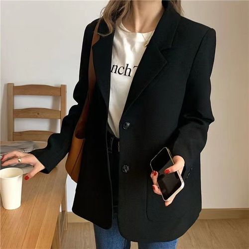 Women's Spring Western Style Loose Fit Versatile Student Medium Length Jacket Casual Little Western Suit