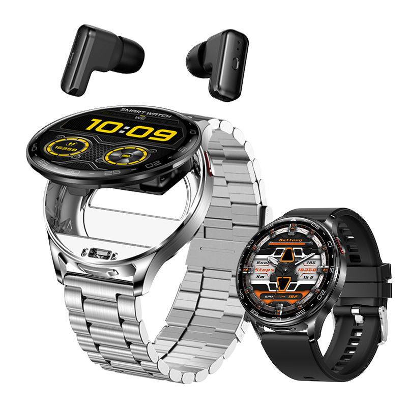 New ultra-thin flip multi-function built-in TWS Bluetooth headset smart watch 2-in -1 sports call NFC male