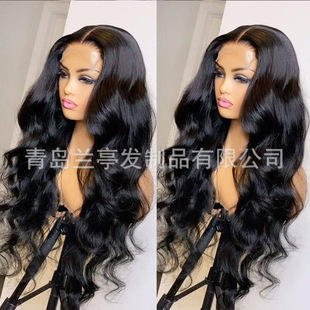 Foreign trade wig domestic hand groove manufacturers send European and American women's front lace curly hair chemical fiber high temperature silk wig head cover
