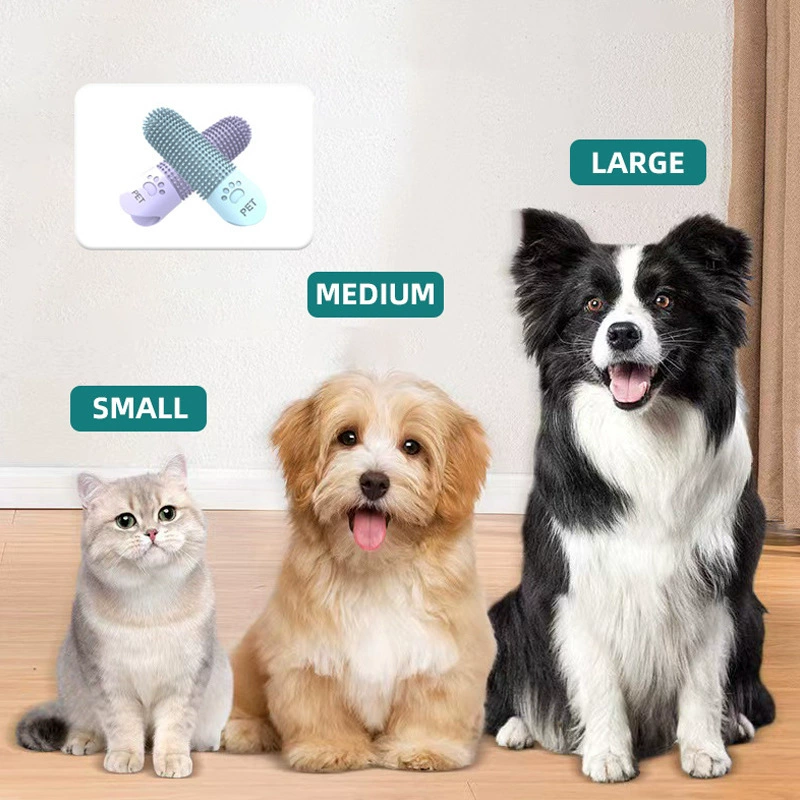 Трансграничная оптовая продажа домашних животных Палец зубная щетка Кошка собака Очистка полости рта инструмент силиконовая щетка для домашних животных