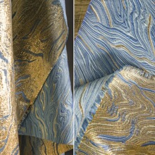 蓝色海 金丝微光提花布 立体肌理油画艺术高定外套服装设计师面料