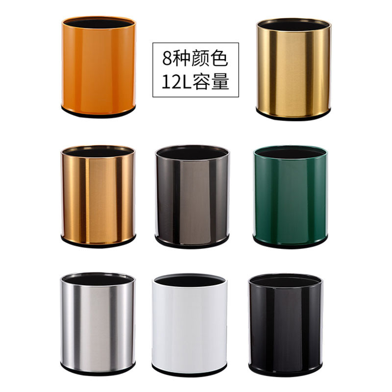 Botella de basura de acero inoxidable redonda sin tapa cocina comercial hotel centro comercial doble capa de clasificación ignífugo al aire libre se puede personalizar