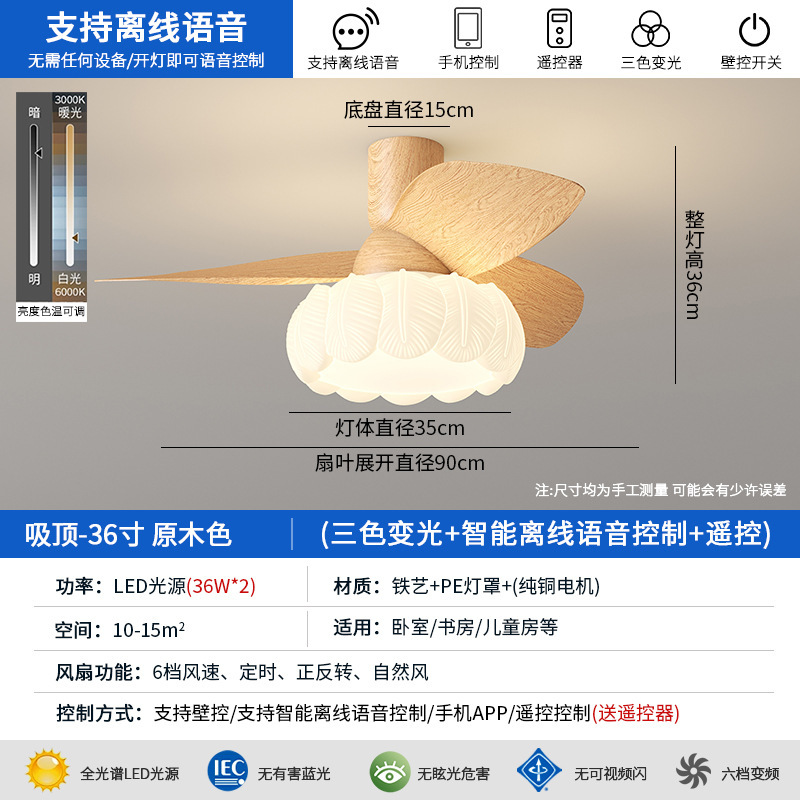 原木风扇灯2025年新款中古风餐厅风扇灯家用静音直叶扇中山灯具|undefined