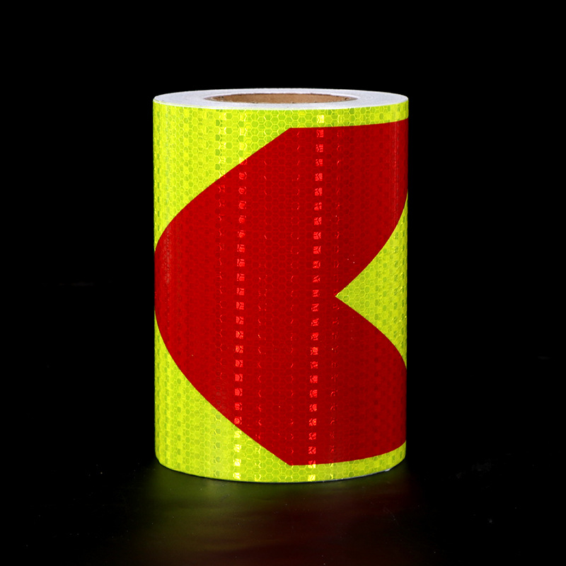 荧光黄红箭头晶格反光贴货车车身反光膜道路交通标识消防安全警示