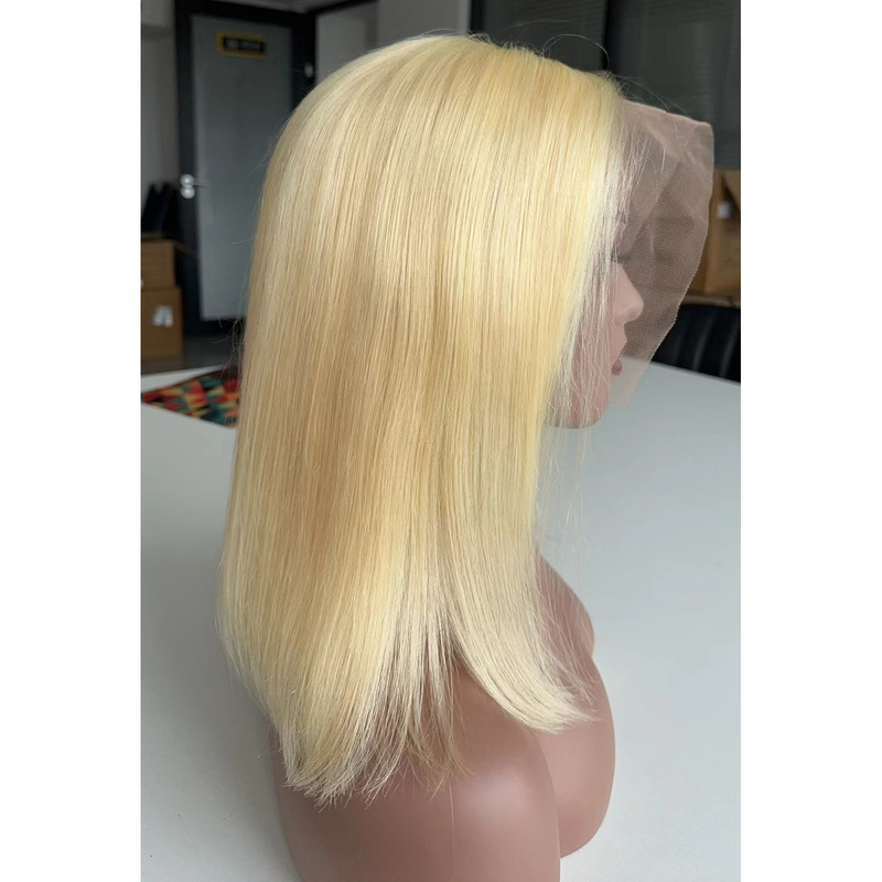 European and American Lace Front Human Hair Bob Wig 613 Blonde 13X4 Full Frontal Bob Wig