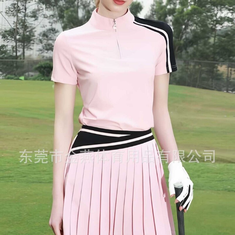 Golf Clothing Women's Short-sleeved T-shirt Quick-drying Breathable Outdoor Sports Clothes Slim-fit Stretch Korean-style Zipper