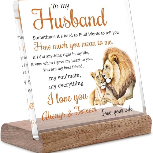 Cross-border new product hot selling square acrylic with wooden base Valentine's Day Mother's Day desk decoration ornament