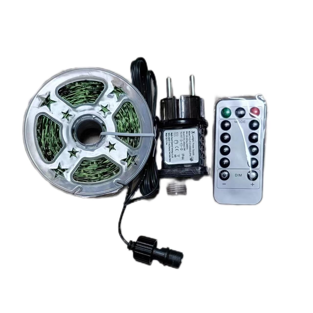 원격 제어 크리스마스 트리 조명 문자열 그린 와이어 구리 와이어 스타 조명 모든 하늘 별 녹색 식물 크리스마스 등나무 화환 장식