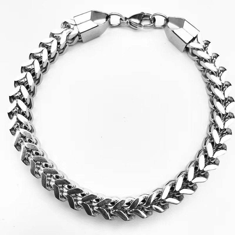 Solid Color Pattern Hip-Hop Solid Color Titanium Steel Men's Bracelets Men's Chain Bracelets