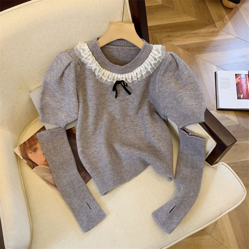 High end wool women's autumn and winter new red sweater with detachable cut sleeves, knitted base sweater, trendy top_voghion.com