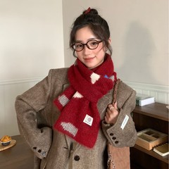 含羊毛围巾女冬季短款毛绒氛围感针织保暖韩系百搭少女时尚针织围