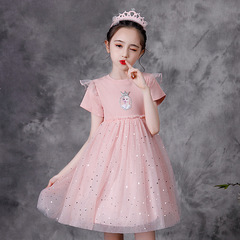 Princess Elsa Dress Summer 2024 New Frozen Elsa Ice Queen Cotton Children's Formal Dress Gown