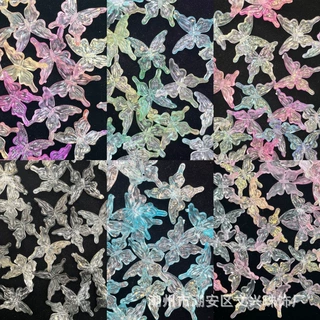 25mm亚克力冰透洒金渐变直孔立体蝴蝶珠子DIY饰品配件奶油胶手工