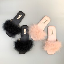 居家凉拖鞋女士高级感轻奢毛毛拖鞋舒适外穿夏季一字拖