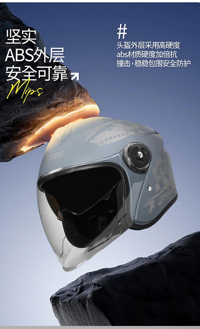 3C Certified Electric Vehicle Smart Bluetooth Helmet, Smart Half Helmet for Delivery, Autumn and Winter Warm Windproof Double Mirror Sun Protection, Class a
