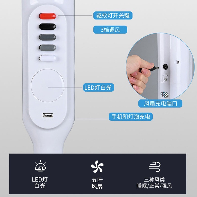 ventilador solar transfronterizo ventilador de piso de carga al aire libre gran viento vertical con iluminación ventilador solar doméstico