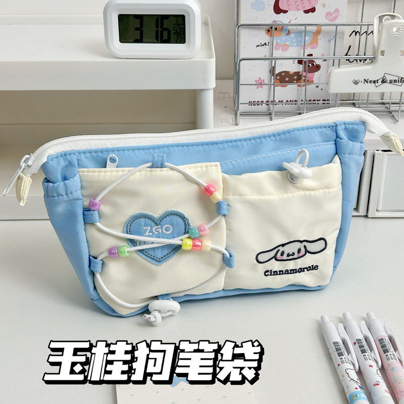 サンリオビーズチェーン巾着キティ猫ペンバッグ化粧品袋パチャ犬文具大容量シナモンドッグペンバッグイン|undefined