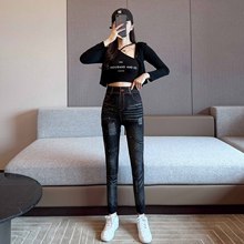 牛仔打底裤女高腰小脚裤修身显瘦女士紧身铅笔打底裤子高弹瘦腿