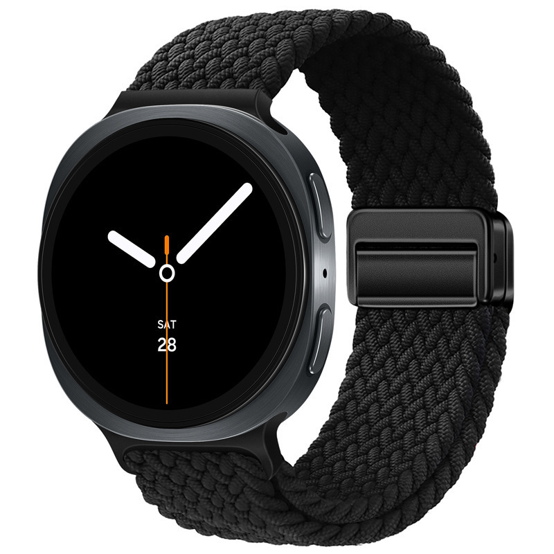 新款适用三星watch8表带磁吸扣编织尼龙回环弹力彩虹运动手表带|undefined
