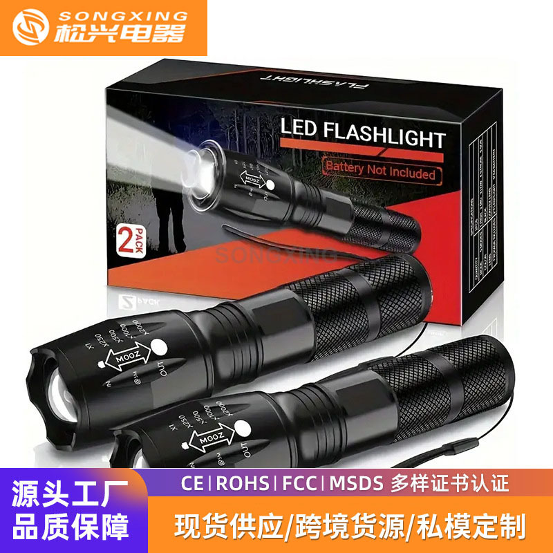 Cross-Border Popular Outdoor Led Flashlight Rechargeable Zoom Mini Strong Light Handheld Rechargeable Portable Flashlight