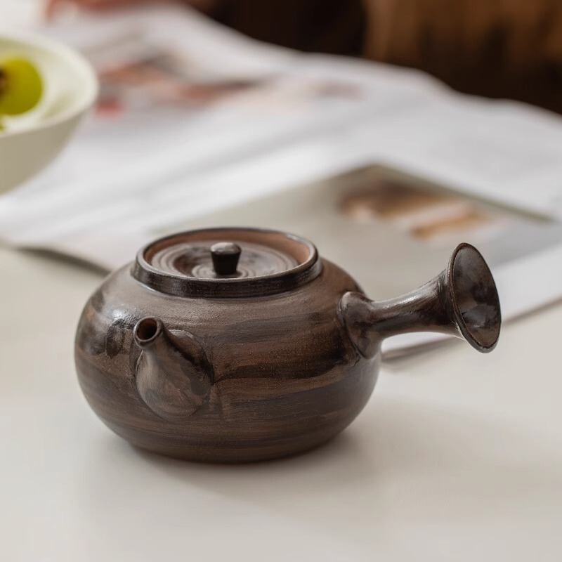 Jiutian Burning Ceramic Urgent Must Pot Powder Black Side Pot Vintage Tea Pot High Color Value Kung Fu Tea Set Jiutian Burning Ceramic Urgent Must Pot Powder Black Side Pot Vintage Tea Pot High Color Value Kung Fu Tea Set