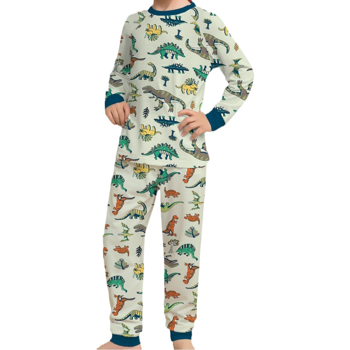2023 Европа и Америка Amazon Cross-Border New Animal Dinosaur Рождественская Домашняя одежда с принтом для родителей и детей Пижамный костюм